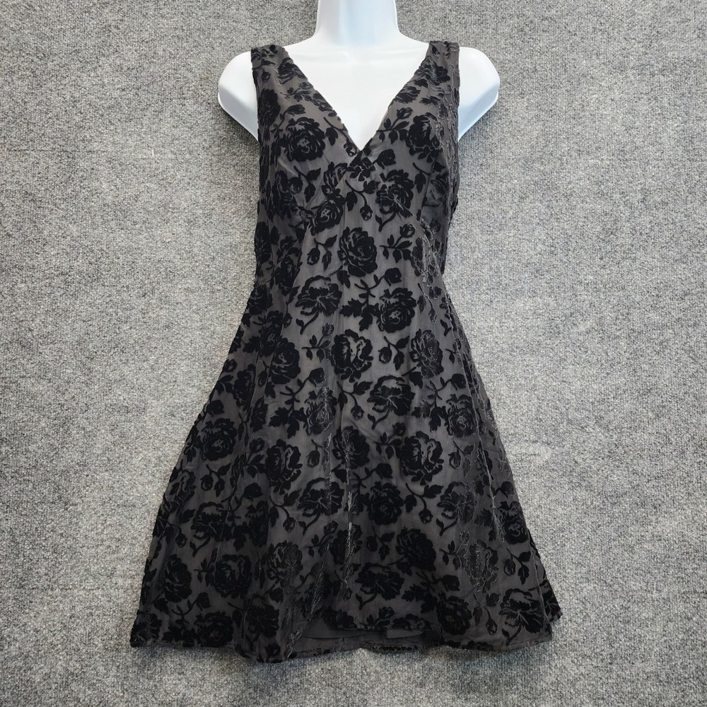 Gap Velvet Devore Floral Fit & Flare Dress Women's M Whimsigoth Gothic Y2K Party